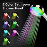 7-Color LED Rainfall Shower Head Water Saving Bathroom Replacement Sprayer