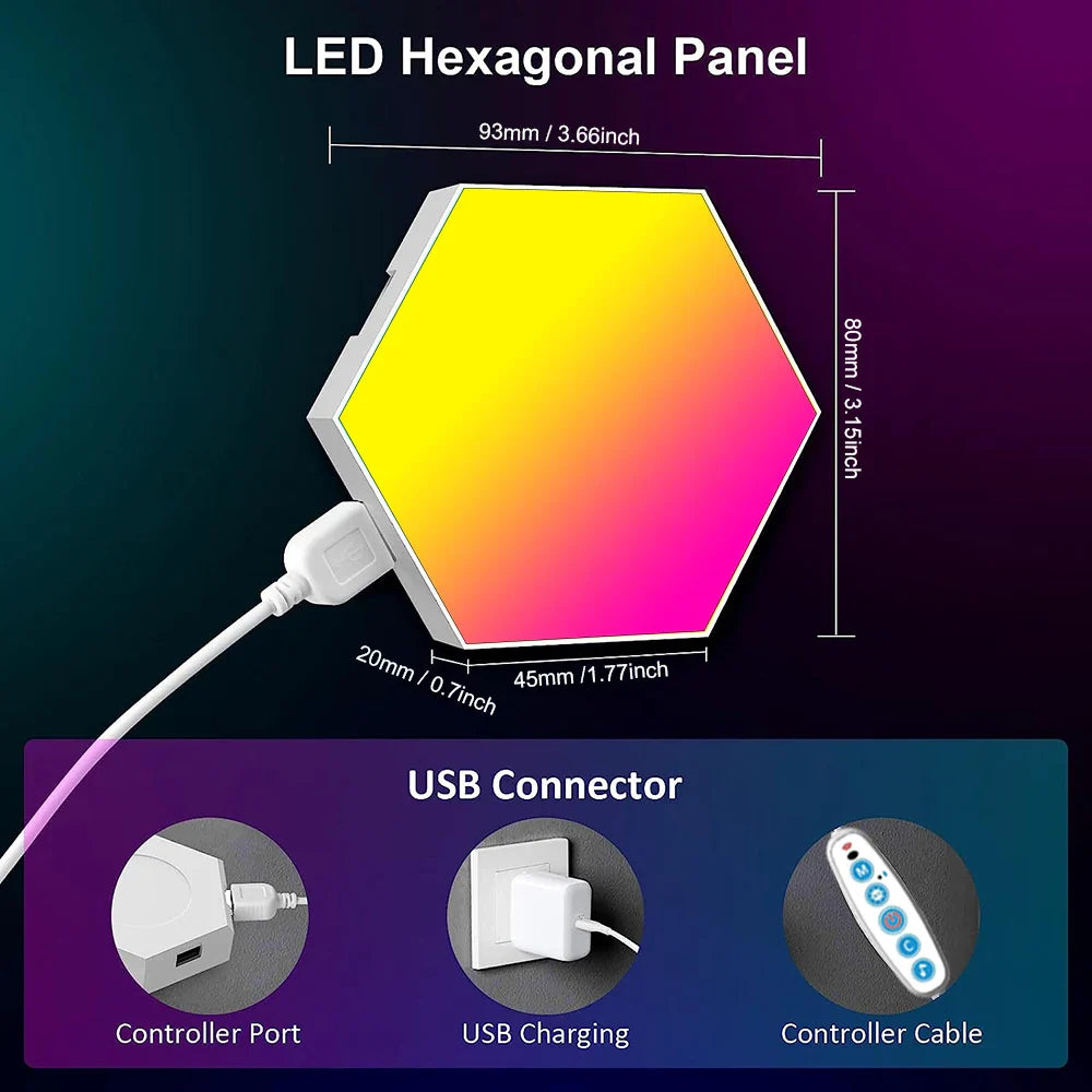 RGB Smart Hexagonal Wall Lamp Color Changing Music Rhythm APP DIY Night Light