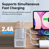 12 Port USB Charging Station Dock Fast Power Adapter for Phone Tablet Laptop
