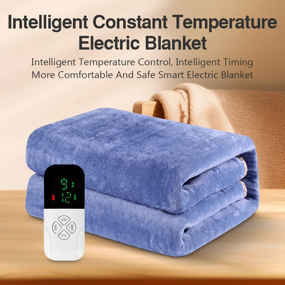 220V Electric Blanket Flannel Heated Mattress Pad Thermostat Auto Shut Off