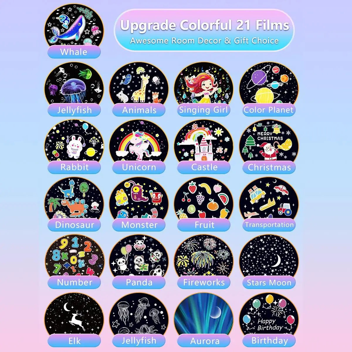 Galaxy Star Projector 21-in-1 Multicolor Dimmable LED Night Light for Kids Bedroom