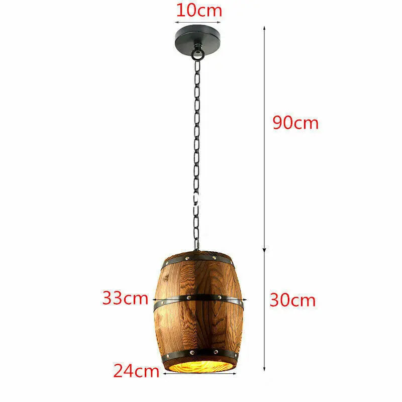 Vintage Wine Barrel Pendant Light Rustic Wooden Ceiling Lamp for Bar Cafe