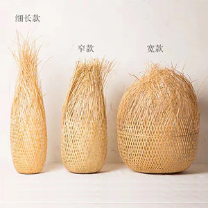 Bamboo Woven Pendant Light Handwoven Chandelier E27 Restaurant Home Decor