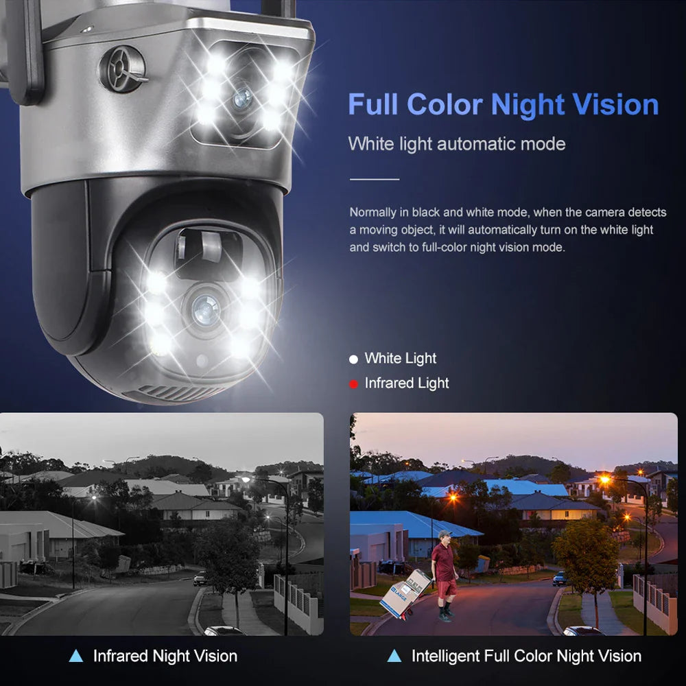 4G WiFi Solar Security Camera Dual Lens 8MP 4K PIR Night Vision Outdoor