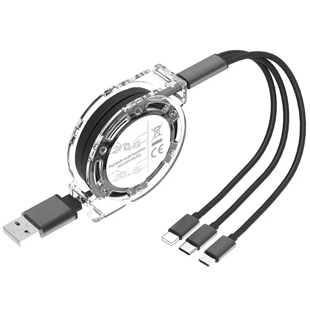 3-in-1 USB Cable – Fast Charging iPhone, Type-C & Micro USB for Android Devices
