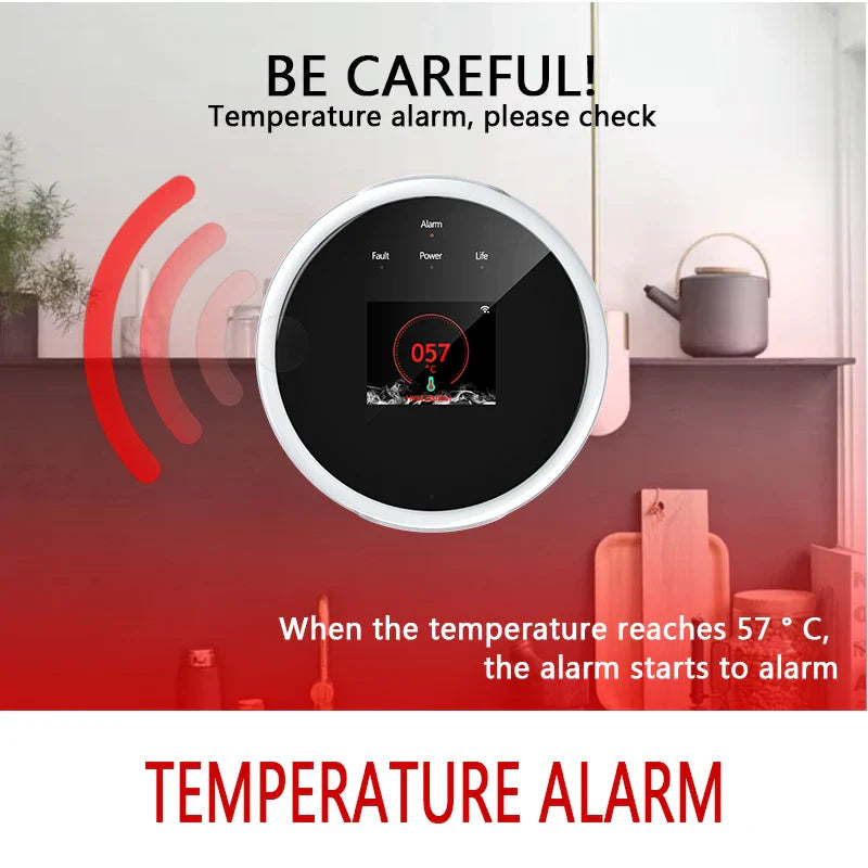 Tuya WiFi Gas Detector Smart Home Natural Gas Alarm LCD Display Combustible Sensor