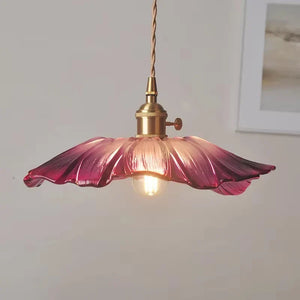 Vintage Flower Glass Pendant Light Hanging Ceiling Lamp for Bedroom Living Room