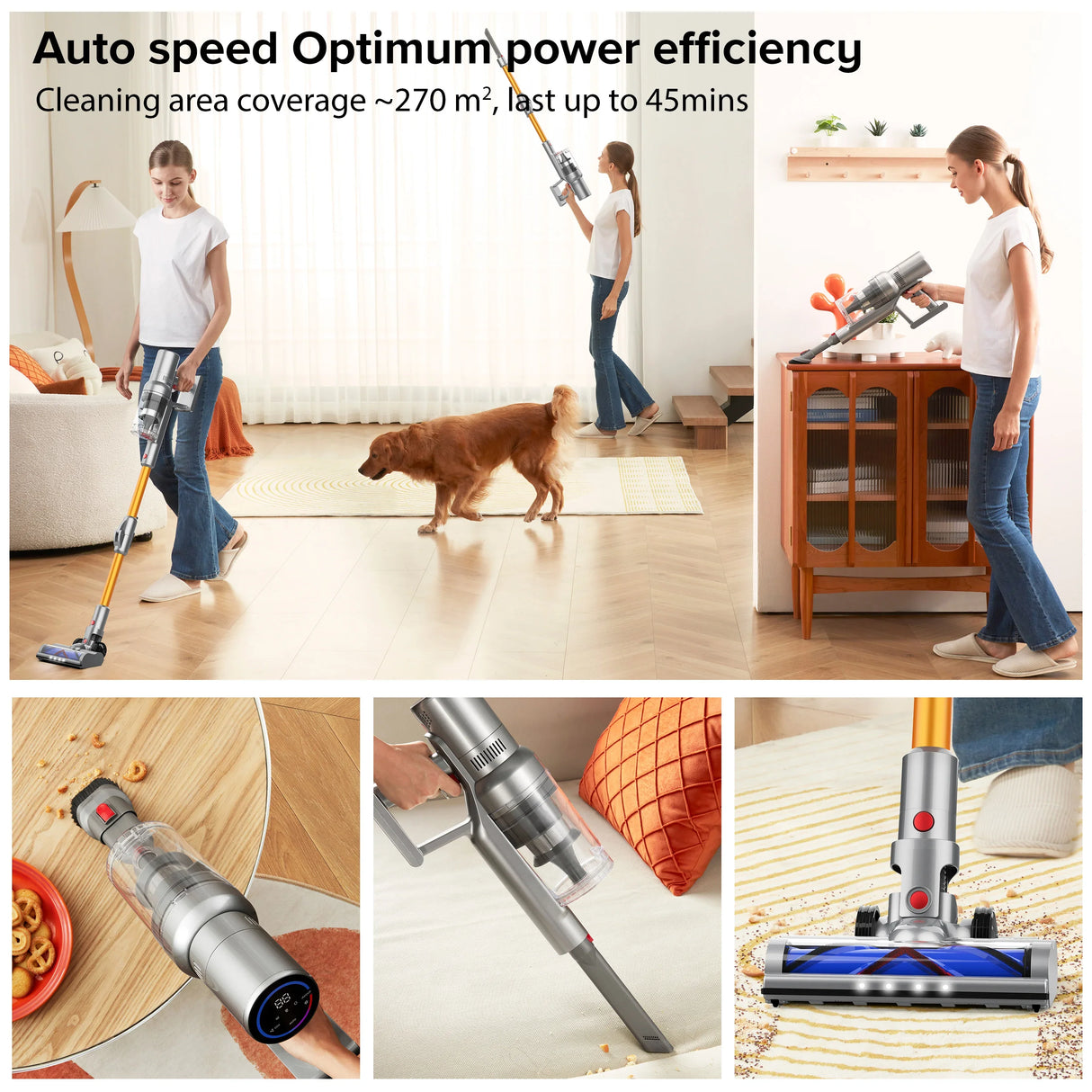 27000Pa Cordless Handheld Vacuum Cleaner Smart Sensor Auto Speed for Home