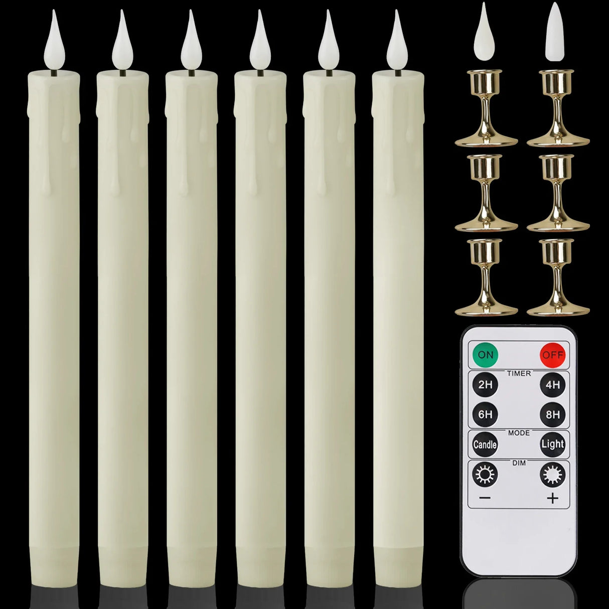 Flameless LED Taper Candles with Remote Flickering Battery Operated Set