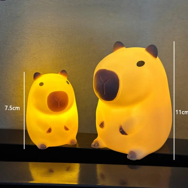 Cute Capybara Night Light Silicone LED Bedside Lamp Cartoon Sleep Decor Gift