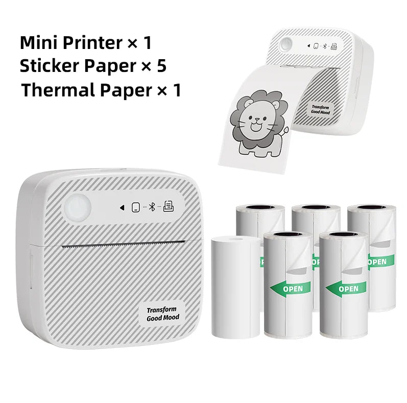 Portable Mini Photo Printer Bluetooth Inkless Thermal Sticker Label Maker B3