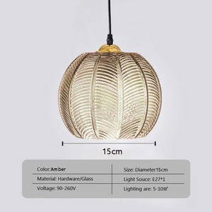 Modern Glass Pendant Light – Green Leaf Hanging Lamp for Bedroom & Living Room