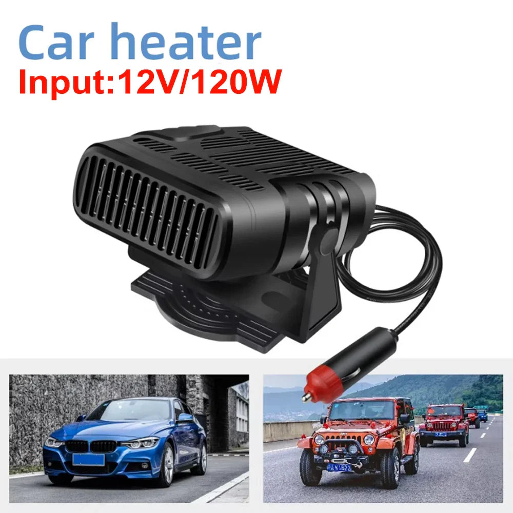 2-in-1 Car Cooling & Heater Fan – Windshield Defogger Defroster 12V/24V Auto