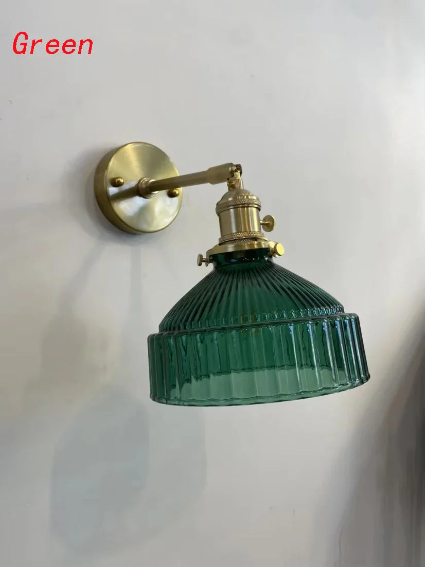 Green Glass Wall Sconce – Art Deco Light for Living Room, Hallway & Bedroom