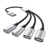 USB Cable Splitter Hub 4 Port Multi Charging Adapter OTG for Phone PC Laptop