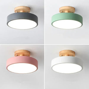 Nordic Flush Mount Ceiling Light Wood Round Hallway Bedroom Bathroom Lamp