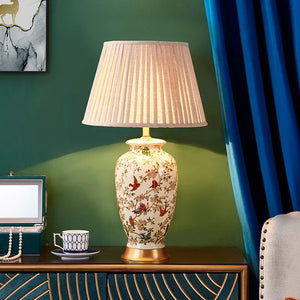 American Style Desk Lamp Painted Pattern Bedside Table Light Home Decor