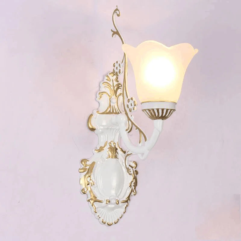 European Retro Wall Lamp Bedroom Bedside Corridor Double Head Bronzing Sconce