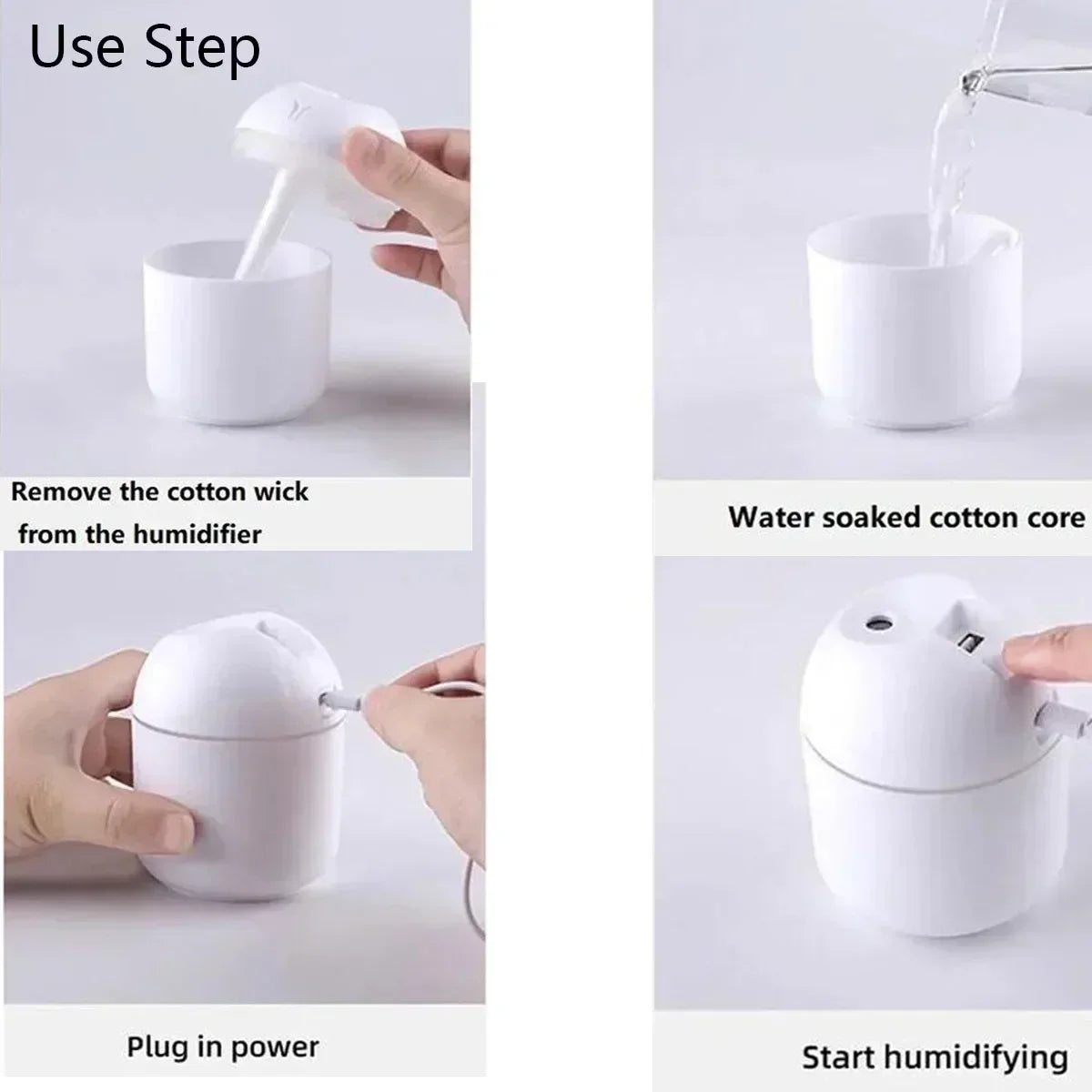 Compact USB Aroma Diffuser Humidifier with LED Night Light for Home and Car Use