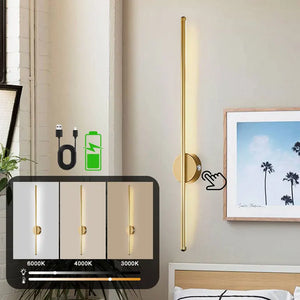 Rechargeable LED Wall Light Touch Switch 3CCT USB Battery Operated Sconce