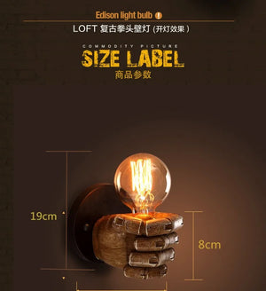 Resin Hand Wall Lamp – Left/Right Fist Sconce Light for Bar, Restaurant & Home Decor