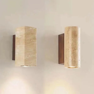 Wabi Sabi Marble LED Wall Light Travertine Bedside Lamp for Bedroom Living
