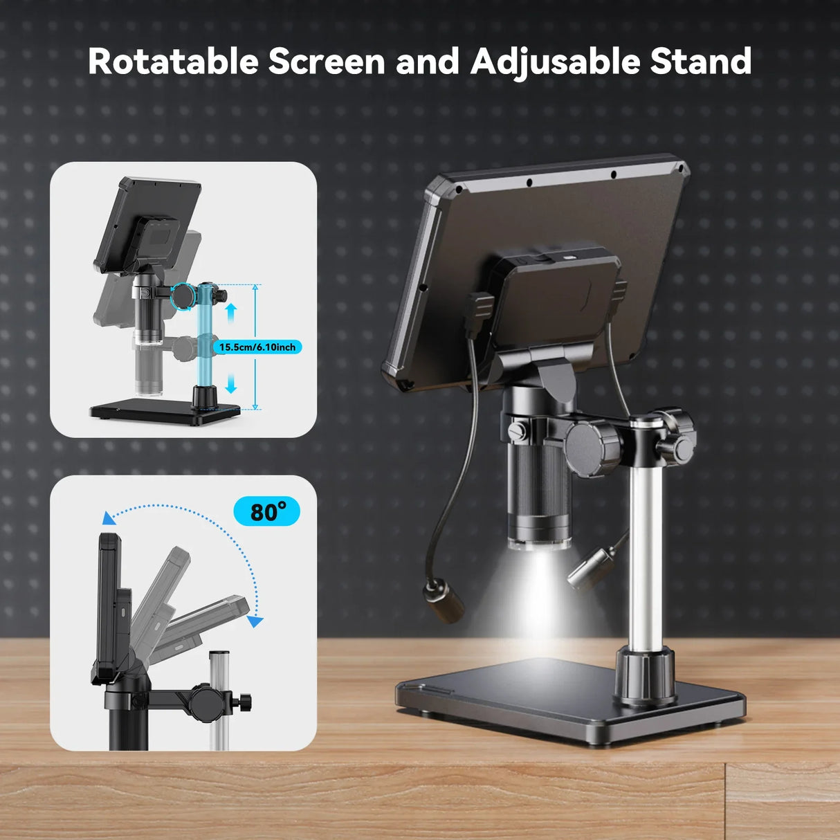 7 Inch Digital Microscope 1200X 16MP Coin PCB Soldering Repair Camera