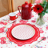 Scarlet Red Round Faux Leather Placemat