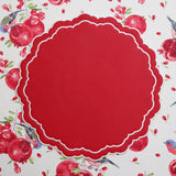 Scarlet Red Round Faux Leather Placemat