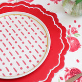 Scarlet Red Round Faux Leather Placemat