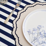 Scarlet White Navy Blue Round Faux Leather Placemat