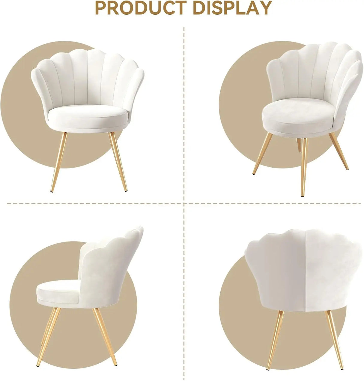 Velvet Accent Chair Gold Metal Legs Upholstered Vanity Chair for Living Room