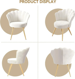 Velvet Accent Chair Gold Metal Legs Upholstered Vanity Chair for Living Room