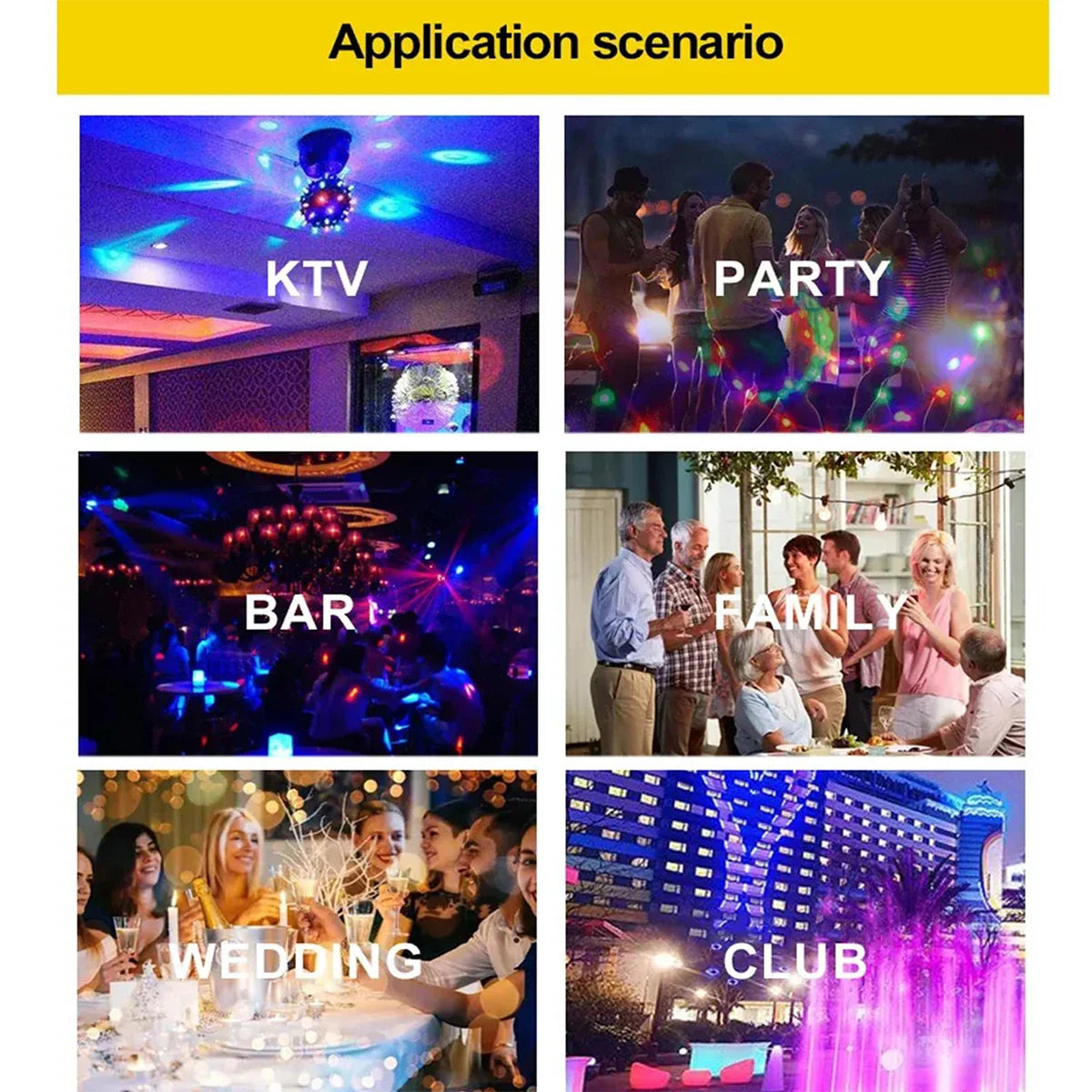 E27 RGB Rotating Stage Light LED Disco Party Projector Lamp for DJ Bar Home