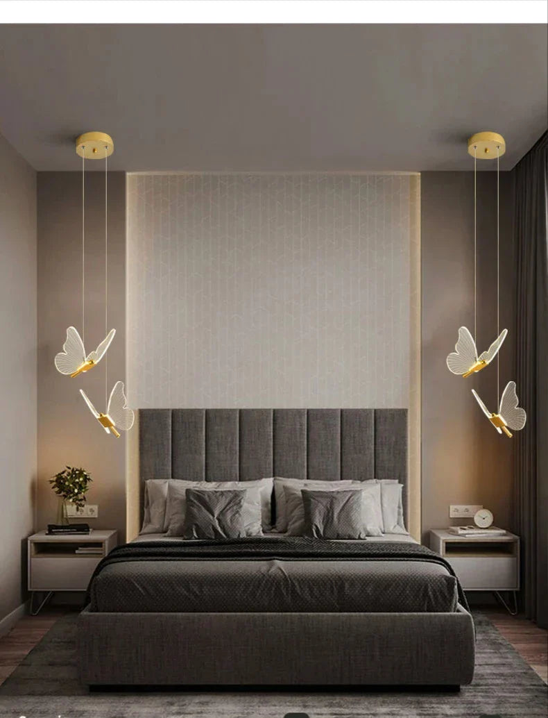 Moktan Sabai Nordic Butterfly LED Pendant Lamp – Modern Bedroom Ceiling Light