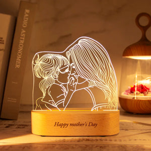 Custom 3D Photo Lamp LED Night Light Wooden Base Personalized Gift