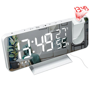 HD Projection Alarm Clock Large LED Display Digital Smart Radio Auto Dimming