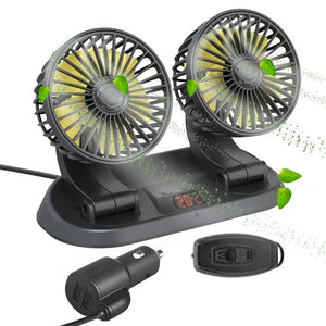 Dual Head Car Cooling Fan 12V/24V 3-Speed with Remote