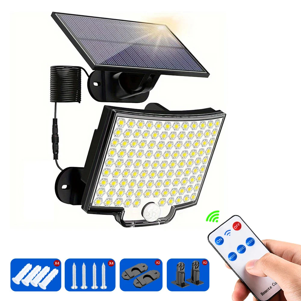106LED Solar Motion Sensor Outdoor Light Waterproof Security Wall Flood Lamp