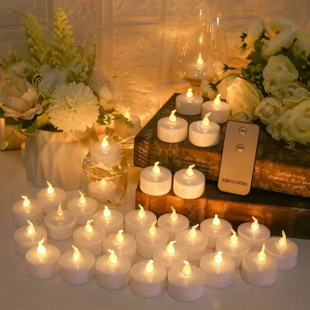 Flameless LED Tea Light Candles Remote Battery Operated Flickering 12 24 Pack