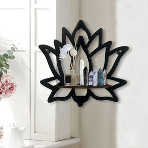 Wooden Lotus Wall Shelf Aromatherapy Essential Oil Holder Decorative Rack Corner