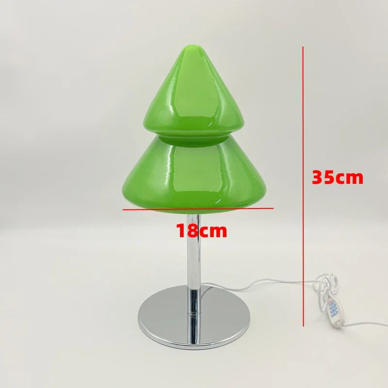 Glass Christmas Tree Table Lamp for Holiday Decor Bedroom Living Room Night Light