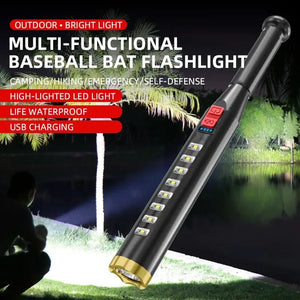USB Rechargeable Telescopic LED Flashlight with COB Light for Outdoor Use