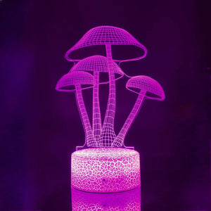 Mushroom 3D LED Night Light for Kids Bedroom Color Changing Illusion Bedside Lamp