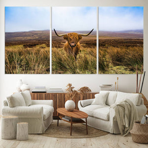 Scottish Highland Cow Cattle Art Canvas Print Farmhouse Wall