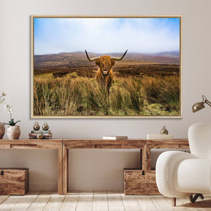 Scottish Highland Cow Cattle Art Canvas Print Farmhouse Wall