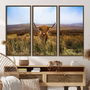 Scottish Highland Cow Cattle Art Canvas Print Farmhouse Wall