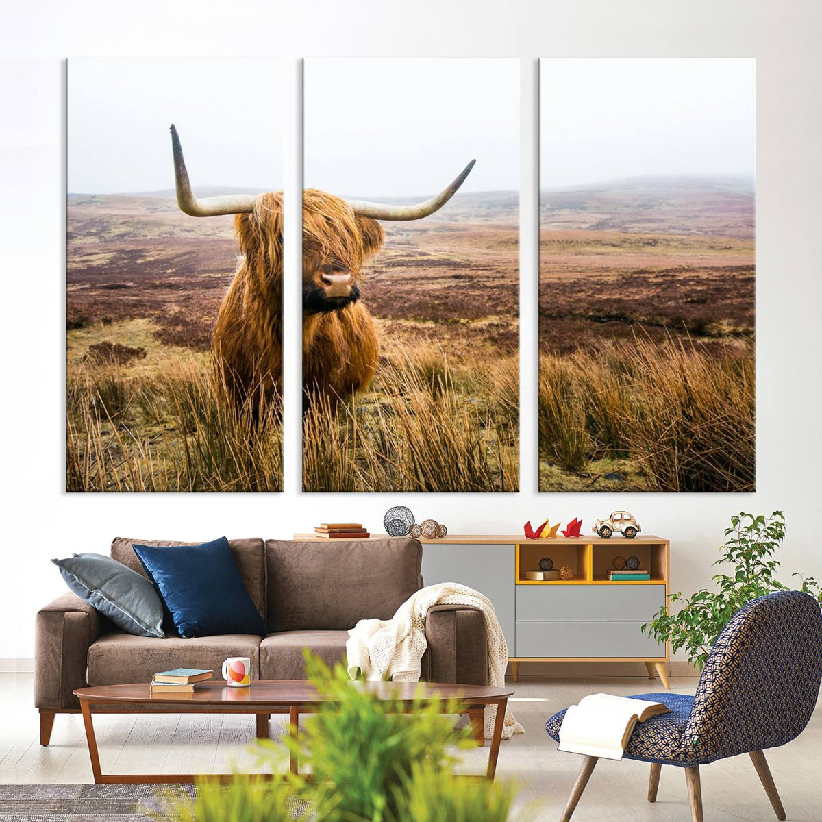 Scottish Highland Cow Cattle Art Print Farmhouse Wall Art