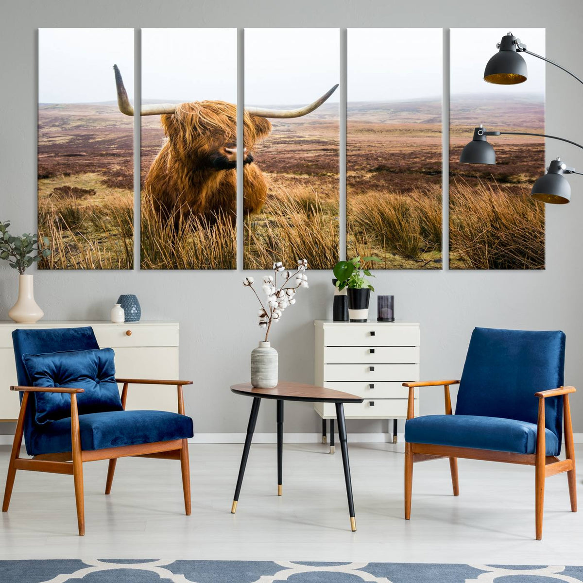 Scottish Highland Cow Cattle Art Print Farmhouse Wall Art