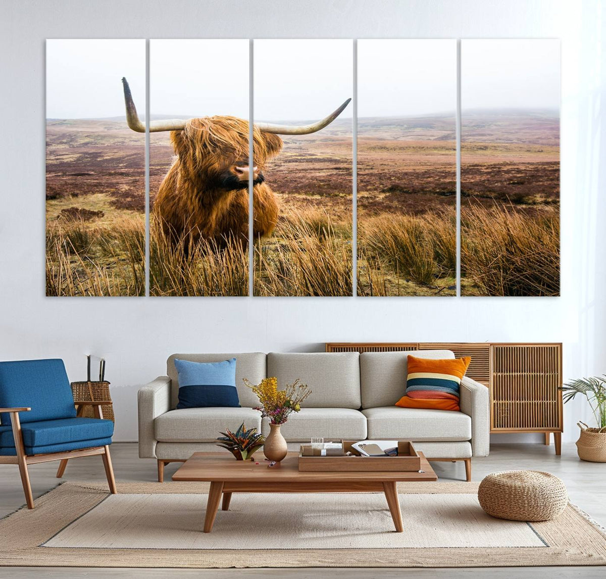 Scottish Highland Cow Cattle Art Print Farmhouse Wall Art